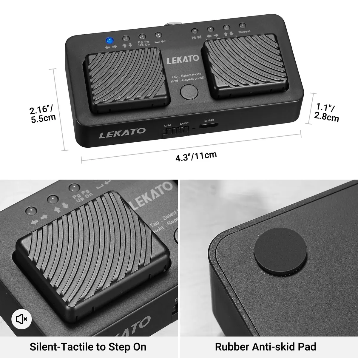 LEKATO Mini Wireless Bluetooth Page Turner Pedal, 7 Page Turning Modes | Portable Silent Music Control - view 7