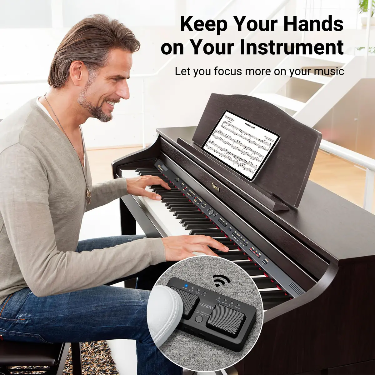 LEKATO Mini Wireless Bluetooth Page Turner Pedal, 7 Page Turning Modes | Portable Silent Music Control - view 8