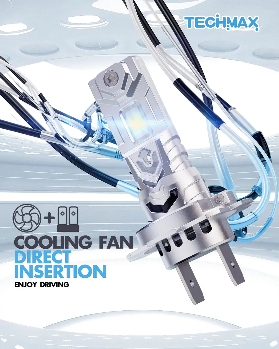 TECHMAX H7 LED Headlight Bulbs 6500K Xenon White 30000LM 2-Pack | Plug-and-Play H7 Fog Bulb with Cooling Fan - view 9
