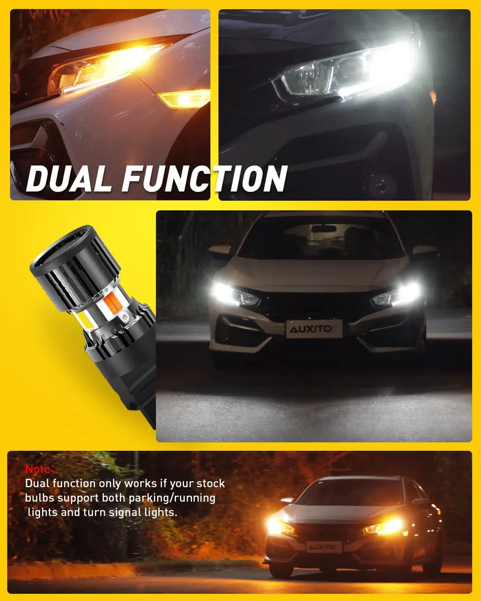 AUXITO 3157 Switchback LED Bulbs 3057 3457 4157 Dual Color Amber/White | Error-Free Turn Signal & DRL - view 4