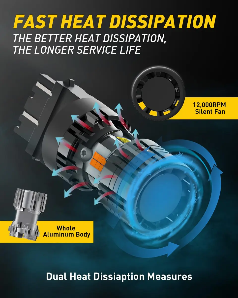 AUXITO 3157 Switchback LED Bulbs 3057 3457 4157 Dual Color Amber/White | Error-Free Turn Signal & DRL - view 5
