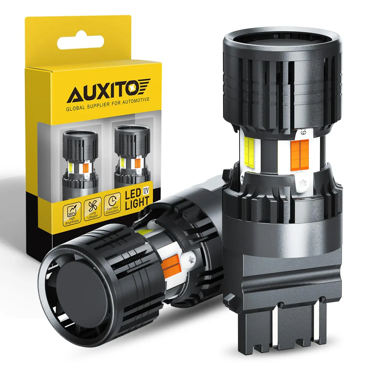 AUXITO 3157 Switchback LED Bulbs 3057 3457 4157 Dual Color Amber/White | Error-Free Turn Signal & DRL - main product image