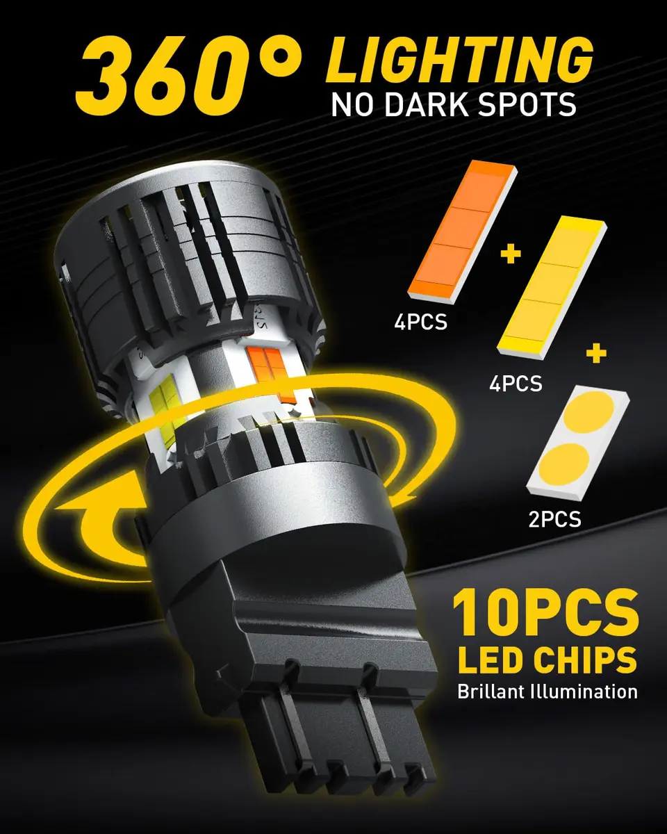 AUXITO 3157 Switchback LED Bulbs 3057 3457 4157 Dual Color Amber/White | Error-Free Turn Signal & DRL - view 7