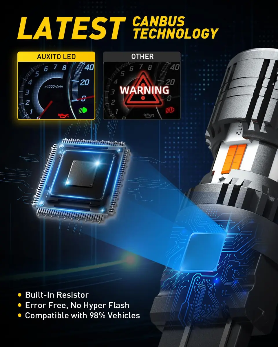 AUXITO 3157 Switchback LED Bulbs 3057 3457 4157 Dual Color Amber/White | Error-Free Turn Signal & DRL - view 2