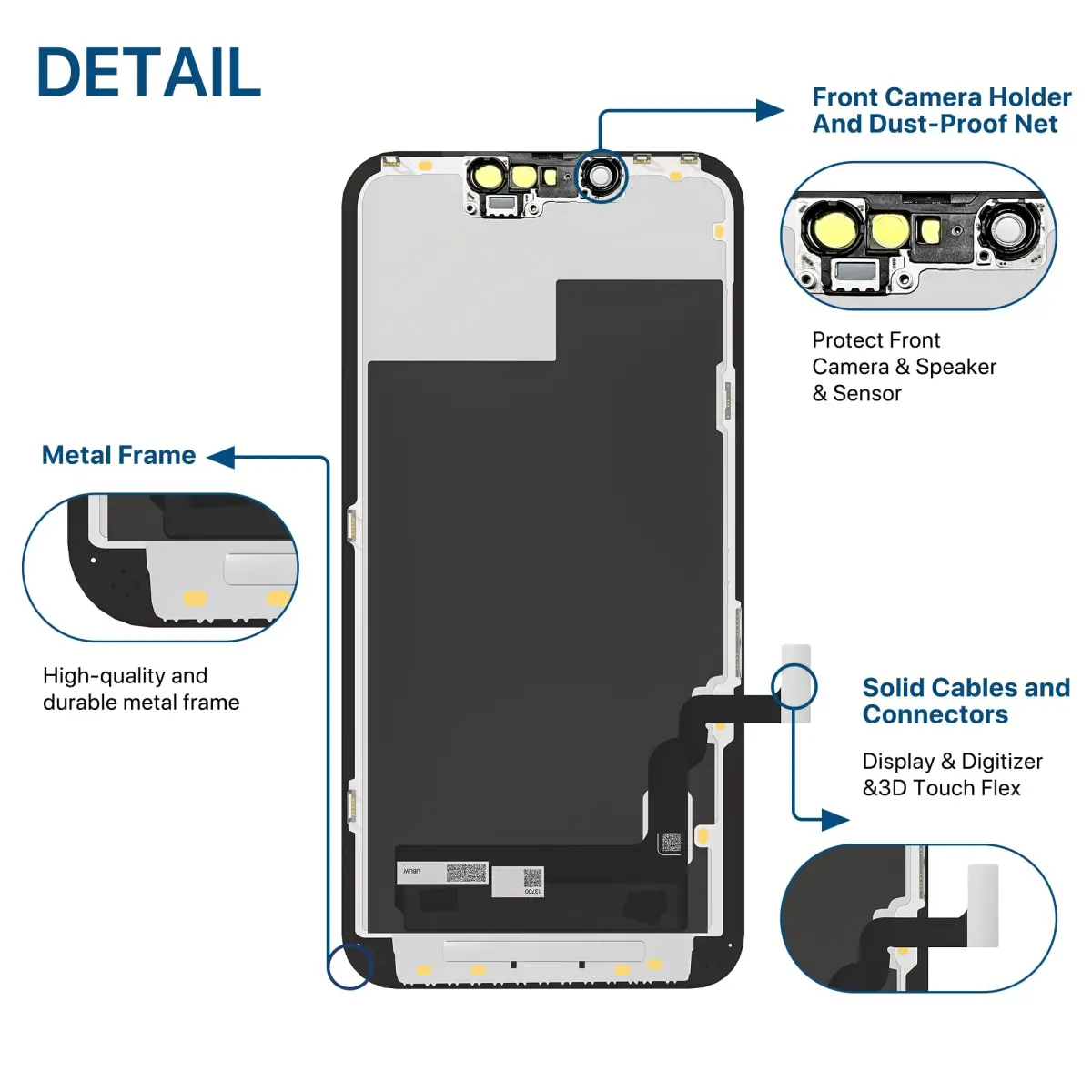 FFtopu iPhone 13 Screen Replacement Kit 6.1" LCD Display with Digitizer Assembly | Full HD Screen Repair for Models A2633 A2482 A2631 A2634 A2635 - view 6