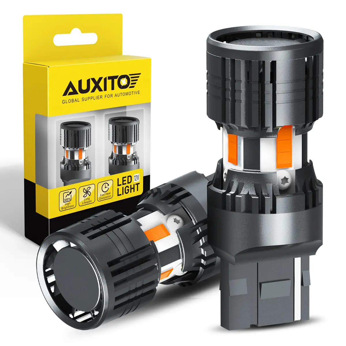 AUXITO CANBUS 7440 LED Bulbs Amber Yellow | Error-Free Turn Signal Lights, Pack of 2 - main product image