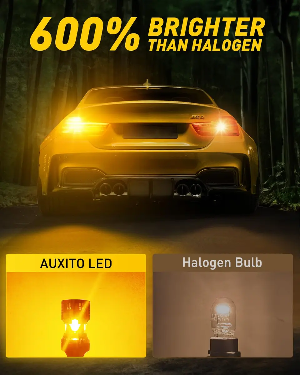 AUXITO CANBUS 7440 LED Bulbs Amber Yellow | Error-Free Turn Signal Lights, Pack of 2 - view 3