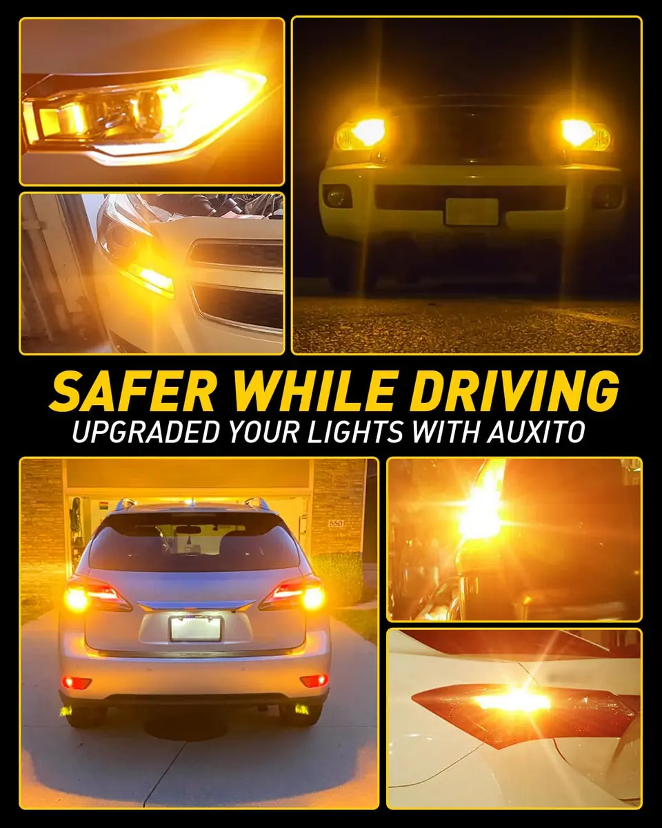 AUXITO CANBUS 7440 LED Bulbs Amber Yellow | Error-Free Turn Signal Lights, Pack of 2 - view 4