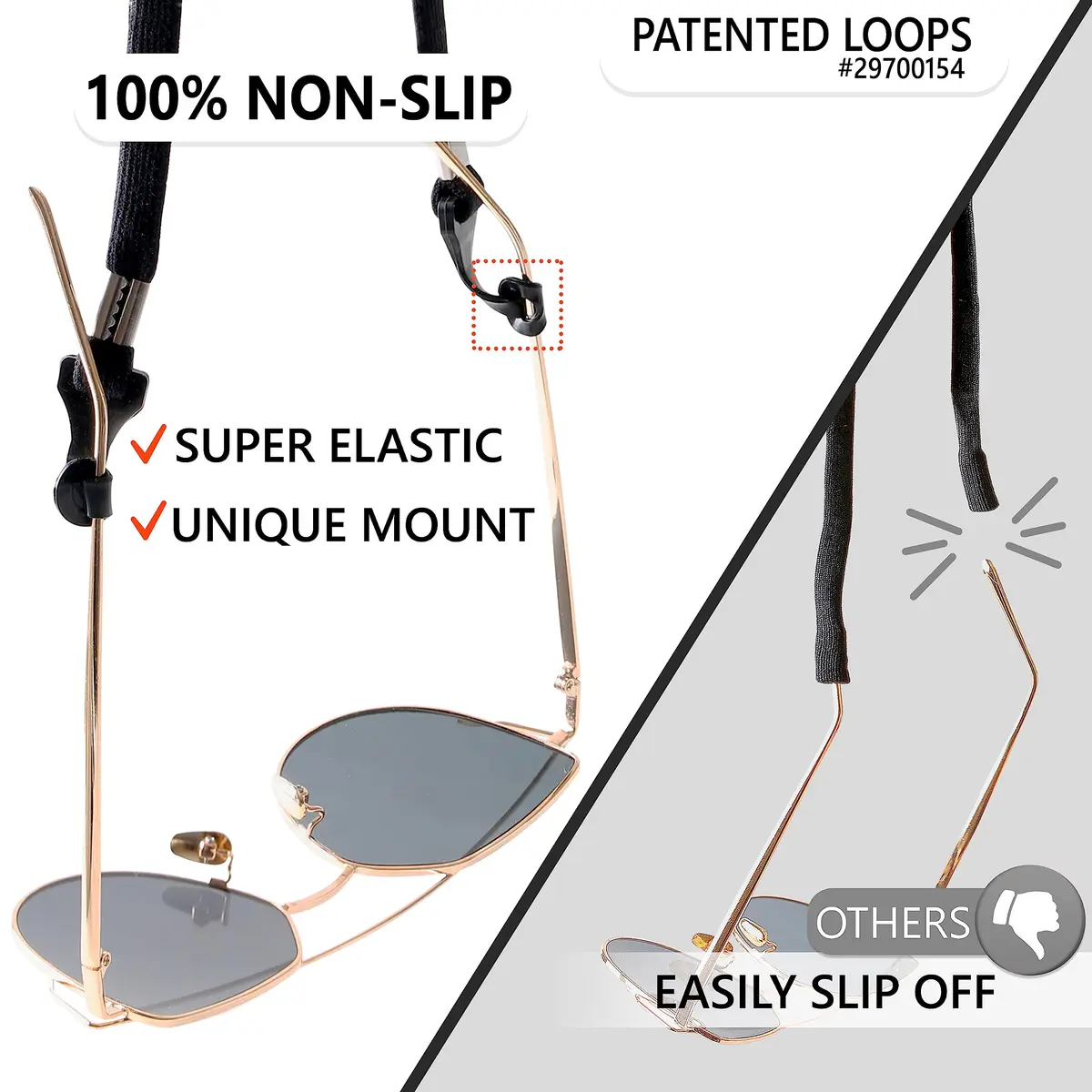 SIGONNA Eyeglasses String Holder Strap - Eyewear Neck Chain for Men Women | 27 in Adjustable Black - view 3