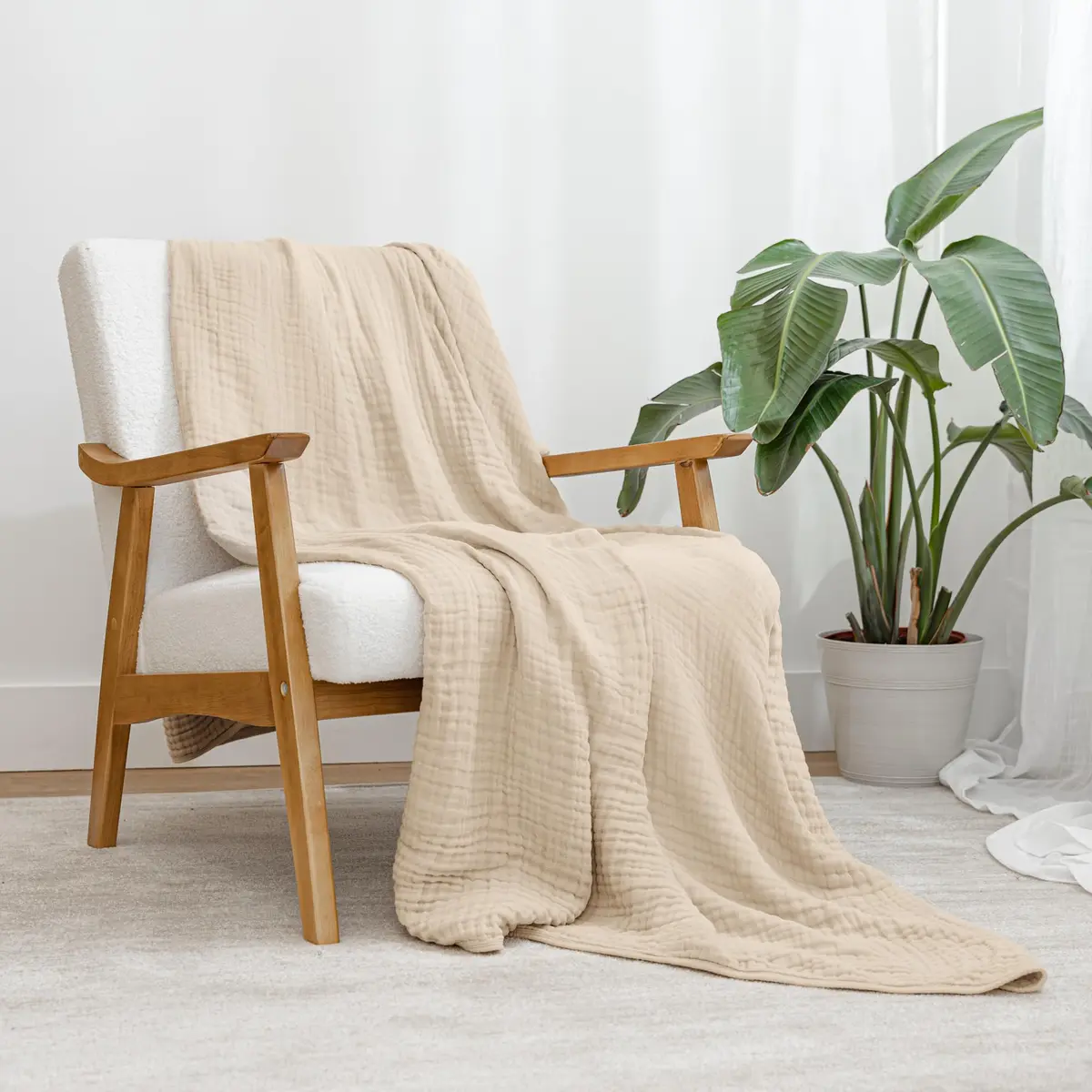 Comfy Cubs Adult Muslin Blanket 90x66” Twin | Breathable, Soft & Multi-Size Cotton Throw - view 5