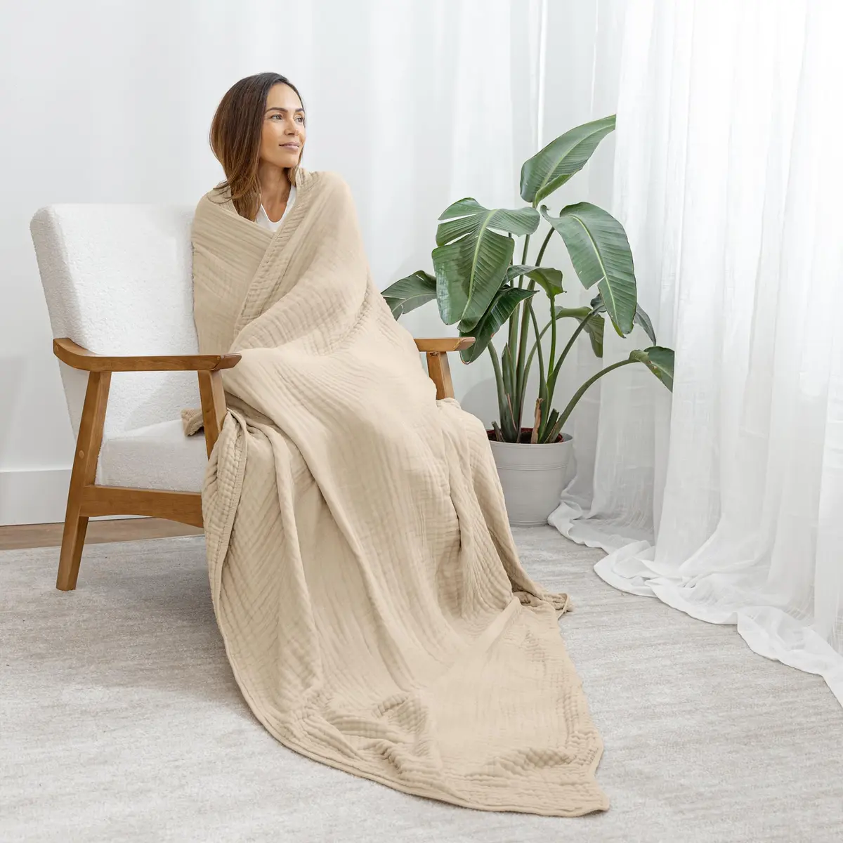 Comfy Cubs Adult Muslin Blanket 90x66” Twin | Breathable, Soft & Multi-Size Cotton Throw - view 2