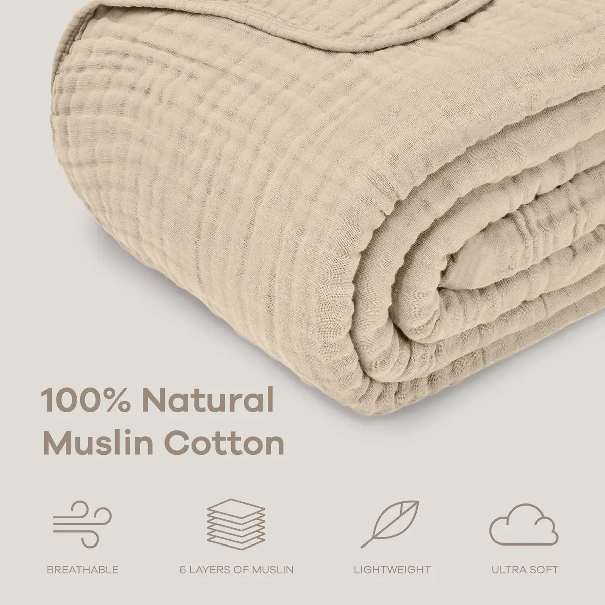 Comfy Cubs Adult Muslin Blanket 90x66” Twin | Breathable, Soft & Multi-Size Cotton Throw - view 3