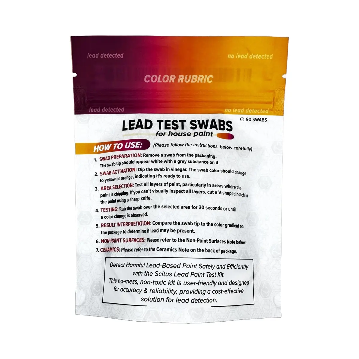 SCITUS KNOW, UNDERSTAND Lead Test Kit for Paint, Ceramics & More | Fast, Accurate Home Lead Detection (90 Count) - main product image