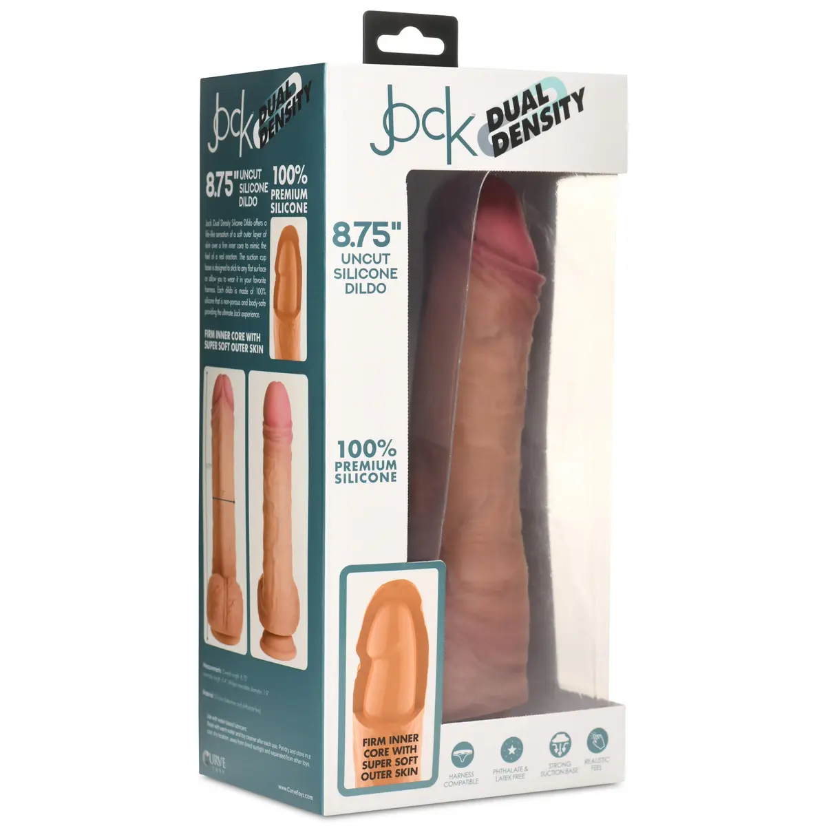 CURVE TOYS Jock 8.75" Uncut Dual Density Silicone Dildo 22.2cm (8.75in) | Realistic Feel for Couples - view 7