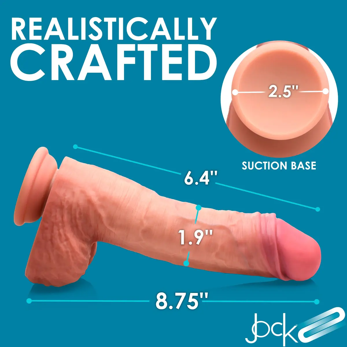 CURVE TOYS Jock 8.75" Uncut Dual Density Silicone Dildo 22.2cm (8.75in) | Realistic Feel for Couples - view 3