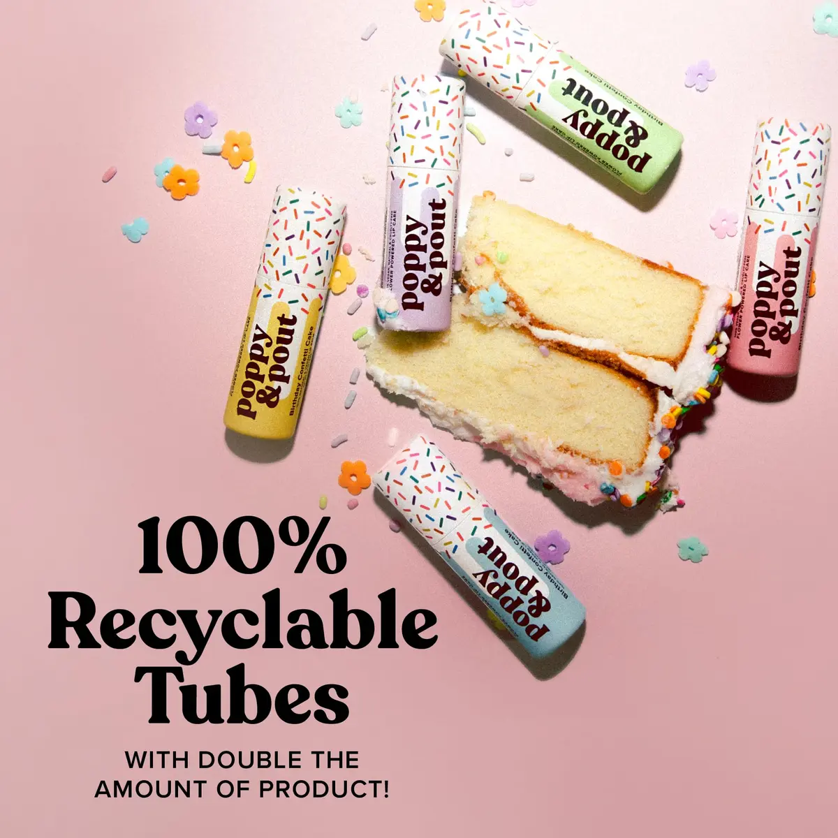 Poppy & Pout Birthday Cake Jumbo Lip Balm | All Natural Moisturizer with Beeswax & Vitamin E - view 5