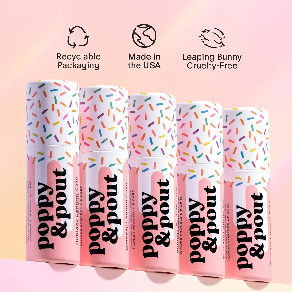 Poppy & Pout Birthday Cake Jumbo Lip Balm | All Natural Moisturizer with Beeswax & Vitamin E - view 6