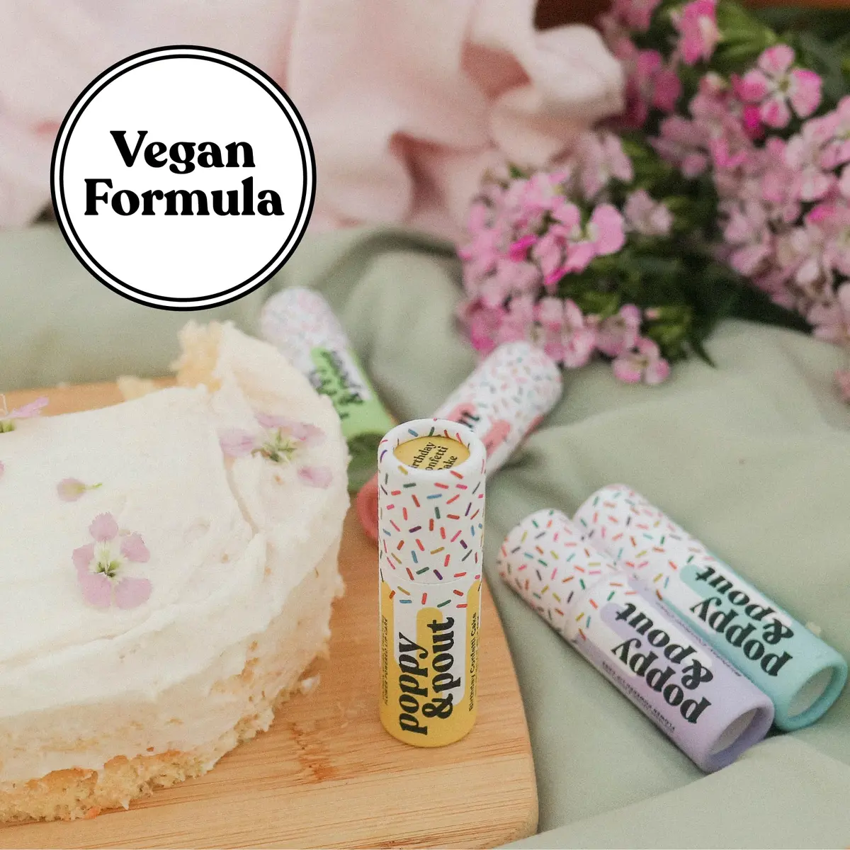 Poppy & Pout Birthday Cake Jumbo Lip Balm | All Natural Moisturizer with Beeswax & Vitamin E - view 7