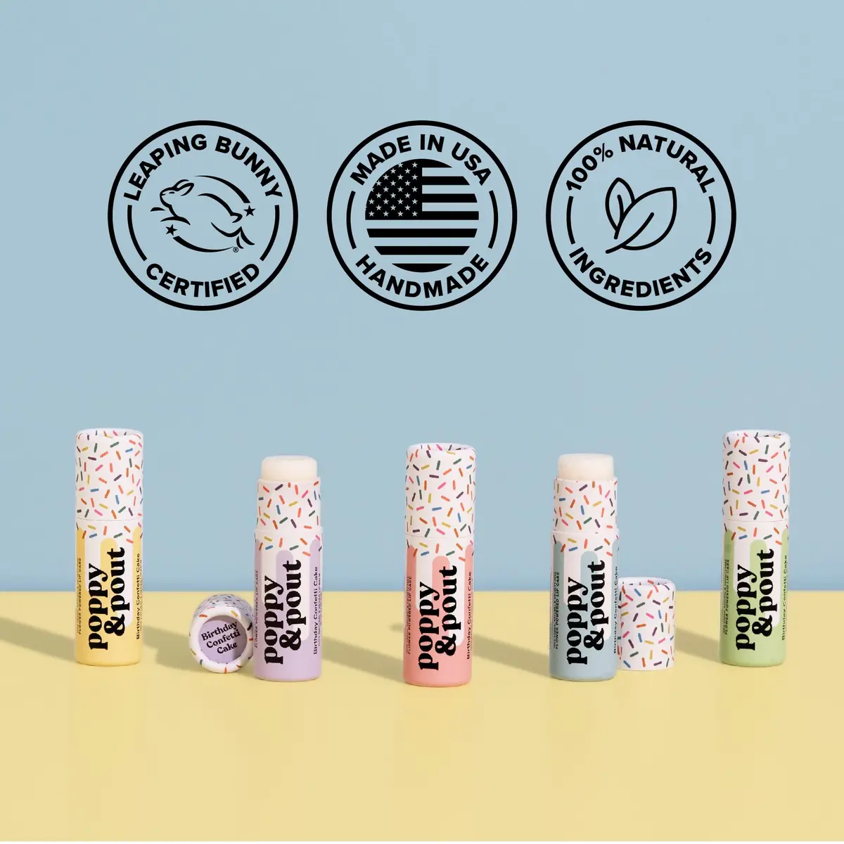Poppy & Pout Birthday Cake Jumbo Lip Balm | All Natural Moisturizer with Beeswax & Vitamin E - view 4