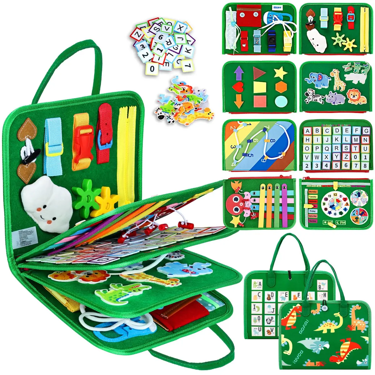 Esjay Montessori Busy Board 8 Pages | Educational Activities for Fine Motor Skills & Travel - main product image
