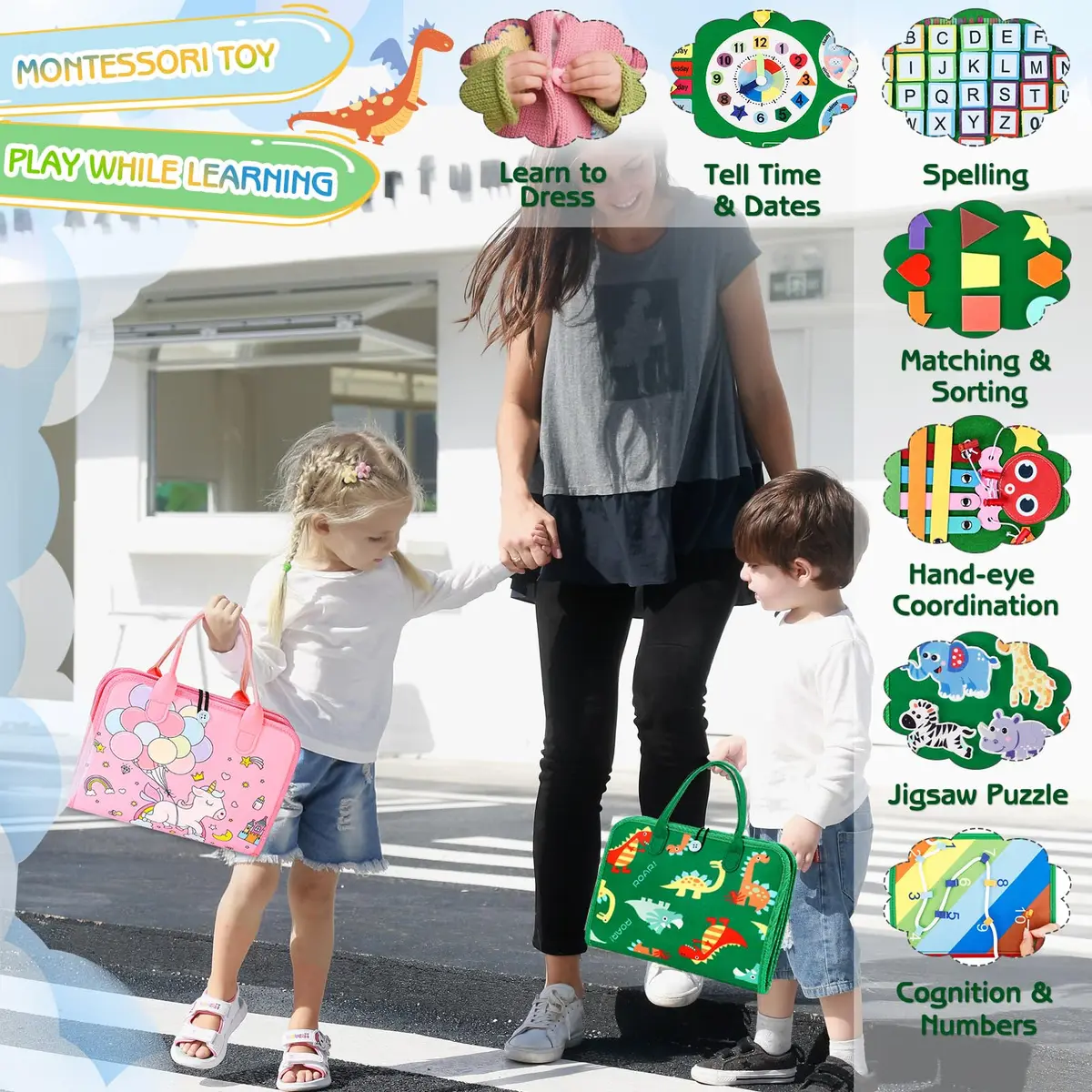 Esjay Montessori Busy Board 8 Pages | Educational Activities for Fine Motor Skills & Travel - view 6