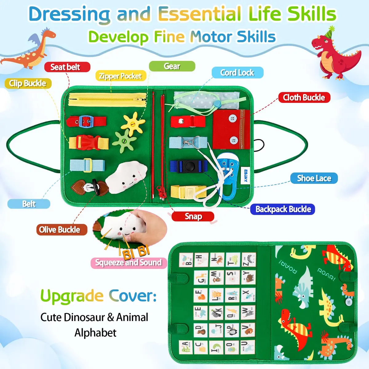 Esjay Montessori Busy Board 8 Pages | Educational Activities for Fine Motor Skills & Travel - view 2
