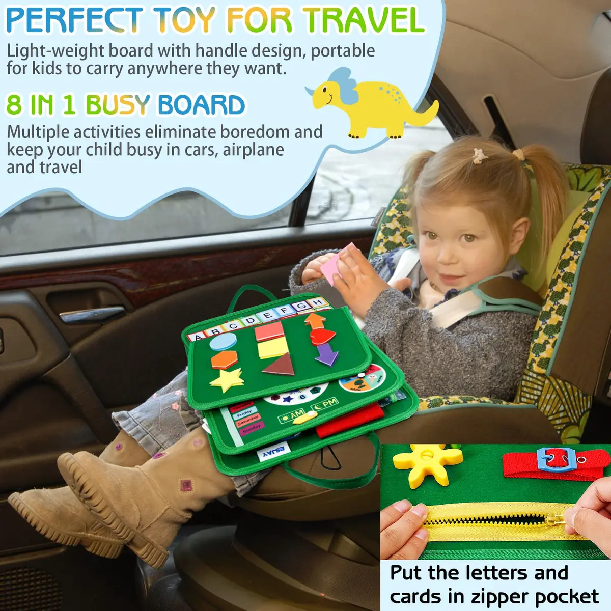 Esjay Montessori Busy Board 8 Pages | Educational Activities for Fine Motor Skills & Travel - view 4