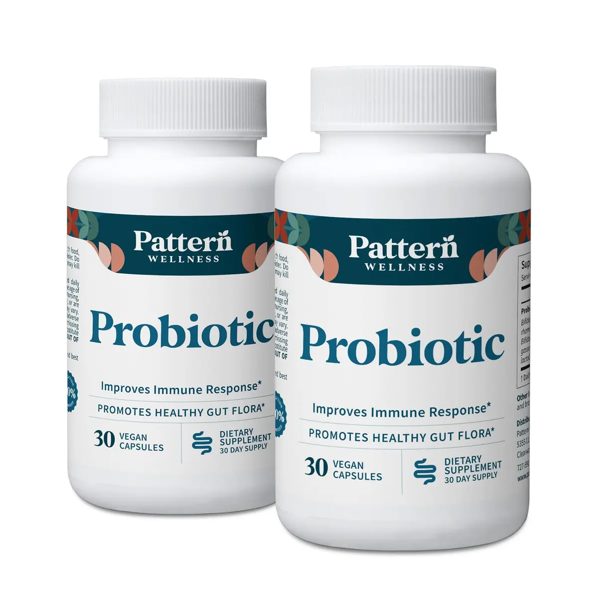 Pattern Wellness Probiotic Supplement 60 Vegan Capsules | Supports Gut & Immunity - main product image