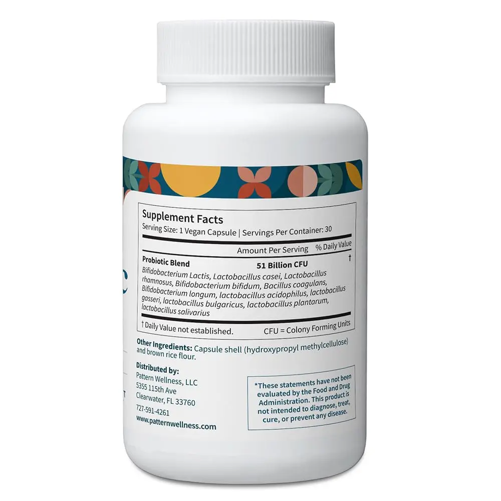 Pattern Wellness Probiotic Supplement 60 Vegan Capsules | Supports Gut & Immunity - view 3