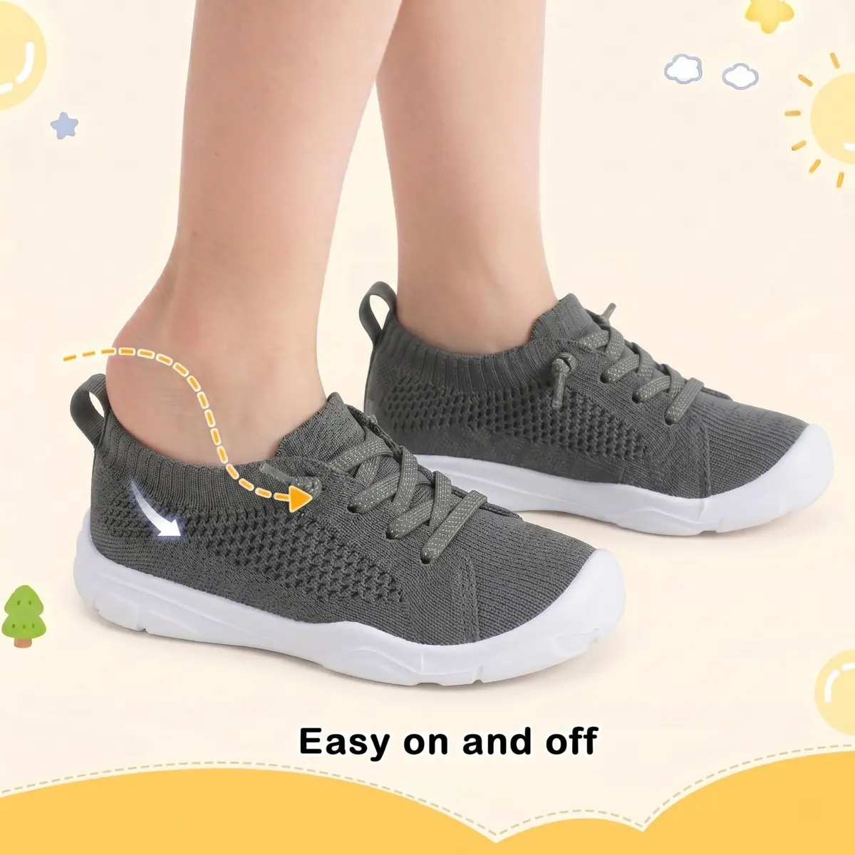 LeIsfIt Toddler Sneakers Boys Girls Lightweight Slip-On Shoes Dark Grey 6 | Breathable, Easy Slip-On, Non-Slip for Active Toddlers - view 5