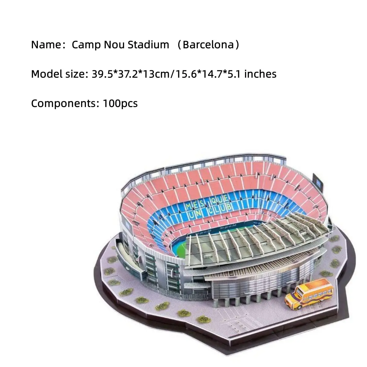 ISFIBA Camp Nou Stadium 3D Puzzle 37.8cm x 39.6cm (14.9" x 15.6") | Educational STEM Toy for Ages 12+ - view 2
