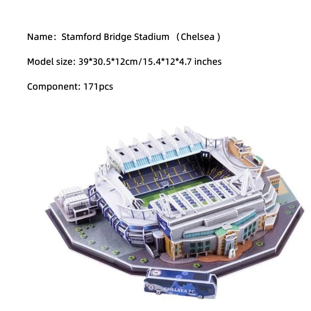ISFIBA Stamford Bridge Stadium 3D Puzzle 171 Pieces (39cm x 31cm) | Educational STEM Toy for Kids & Adults - view 2