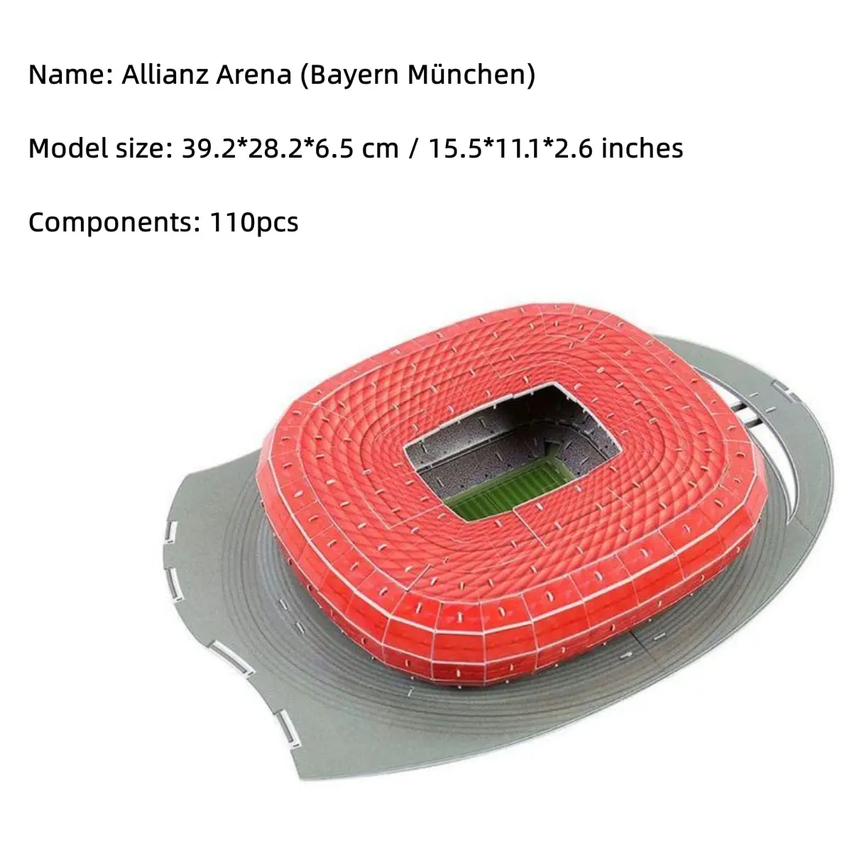 ISFIBA Classic Football Stadium Puzzle, Allianz Arena 3D Paper Model Building Kit | 28.2 cm x 39.4 cm (11.1" x 15.5") - view 2