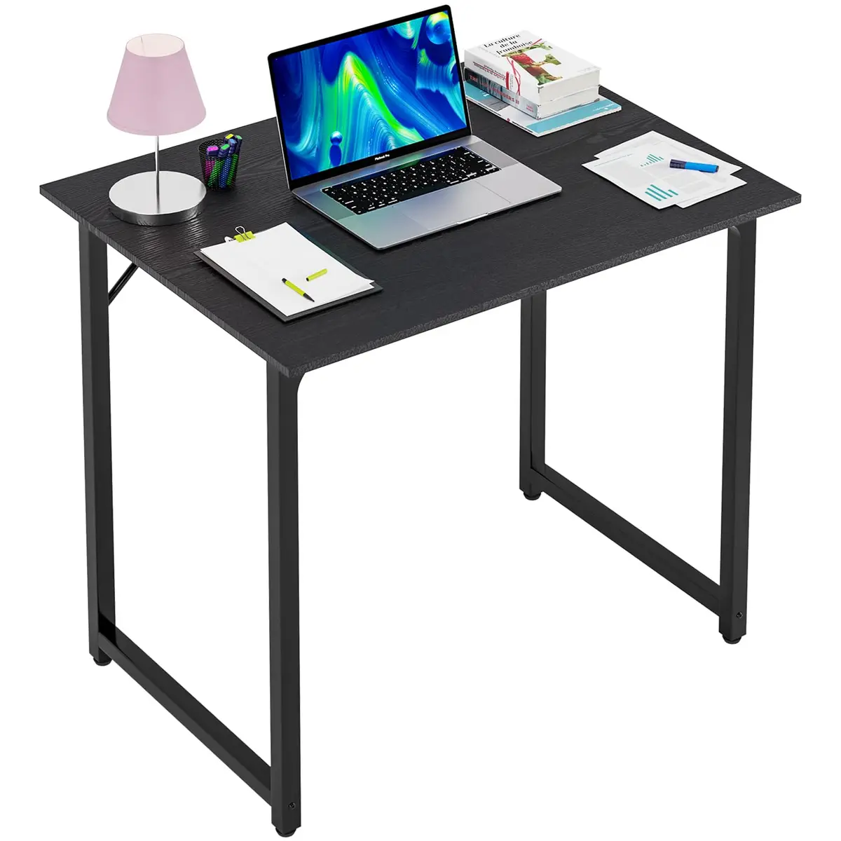 PayLessHere 32 Inch Computer Desk Retro Brown | Sturdy Metal Frame & Wood Top for Home Office - main product image