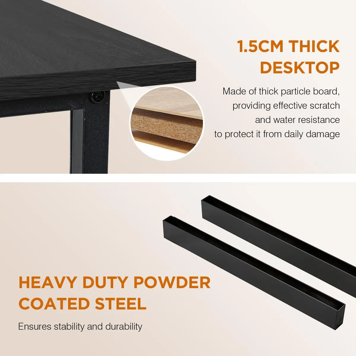 PayLessHere 32 Inch Computer Desk Retro Brown | Sturdy Metal Frame & Wood Top for Home Office - view 6