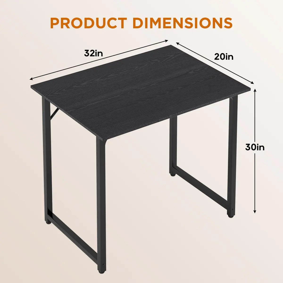 PayLessHere 32 Inch Computer Desk Retro Brown | Sturdy Metal Frame & Wood Top for Home Office - view 7