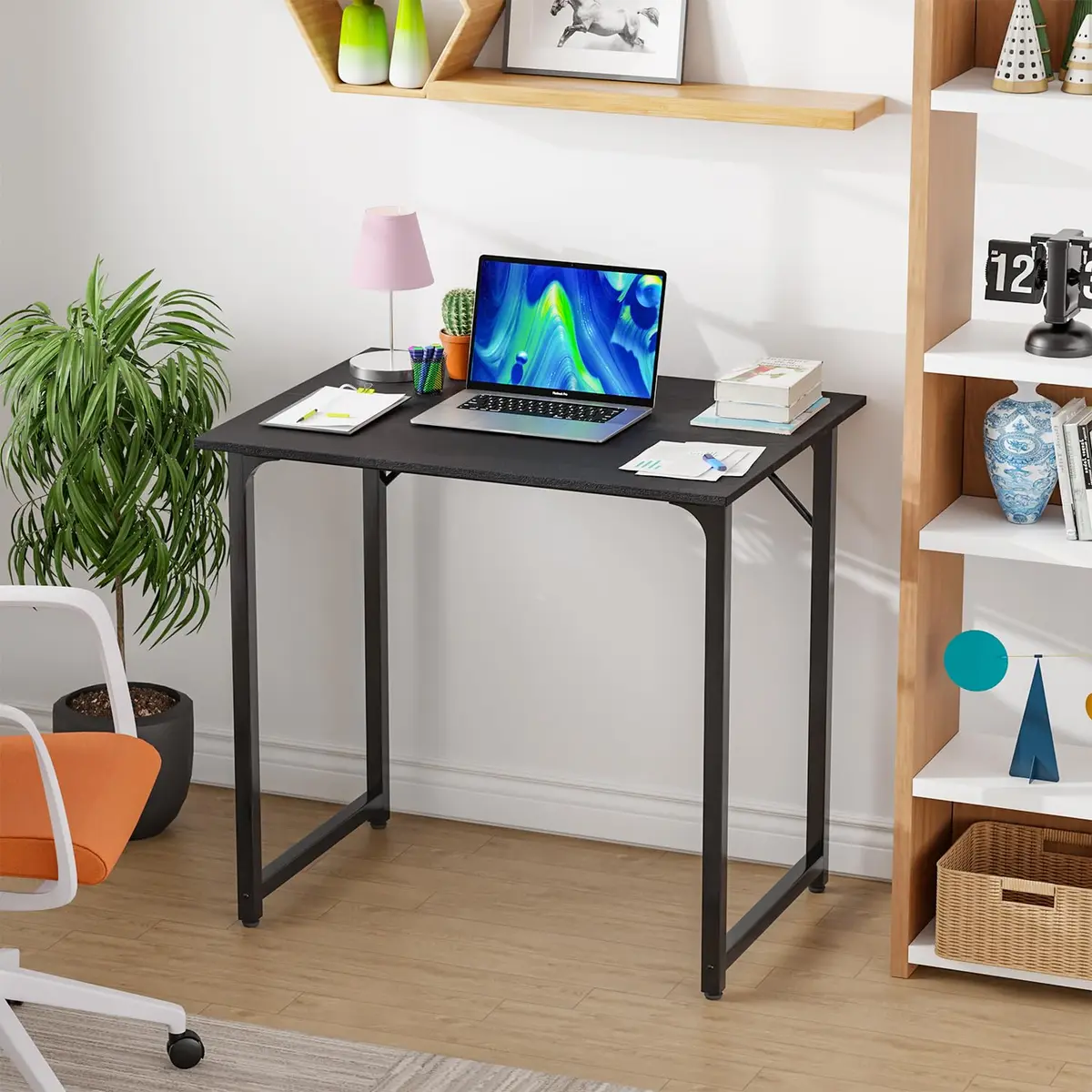 PayLessHere 32 Inch Computer Desk Retro Brown | Sturdy Metal Frame & Wood Top for Home Office - view 2