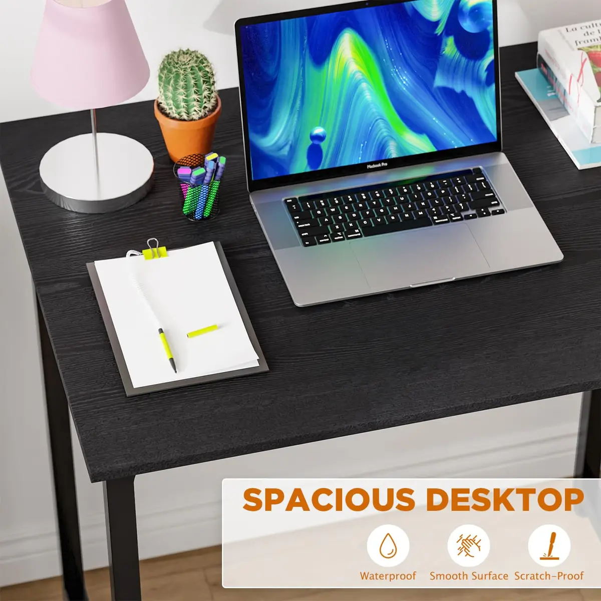 PayLessHere 32 Inch Computer Desk Retro Brown | Sturdy Metal Frame & Wood Top for Home Office - view 3