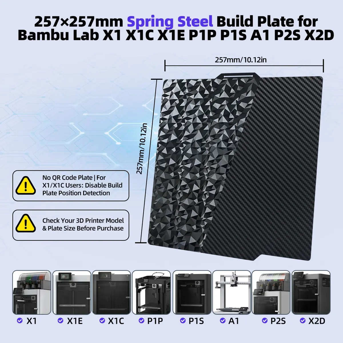 IdeaFormer-3D PEO PET Build Plate 257x257mm | Flexible Spring Steel Bed for Bambu Labs - view 6