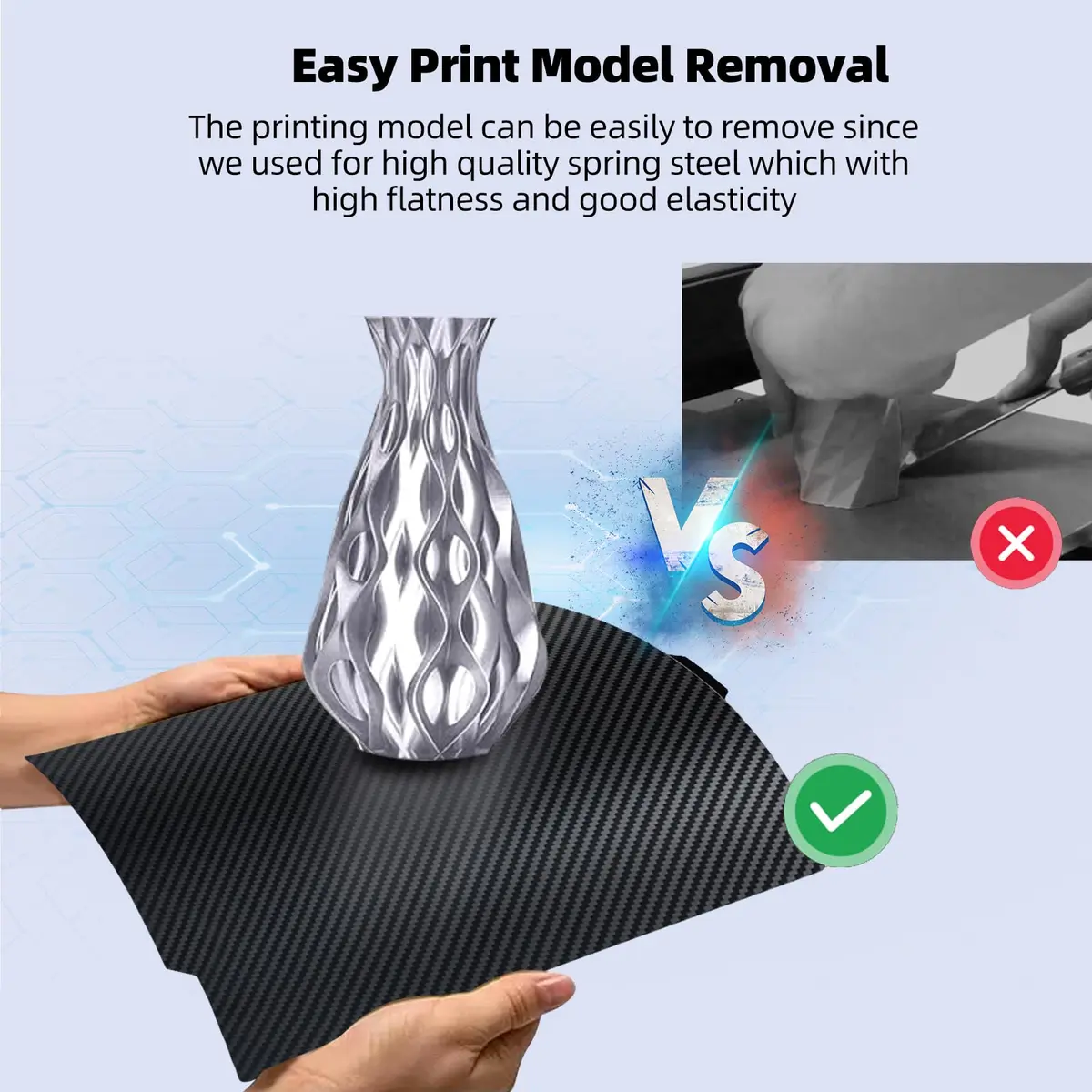 IdeaFormer-3D PEO PET Build Plate 257x257mm | Flexible Spring Steel Bed for Bambu Labs - view 4