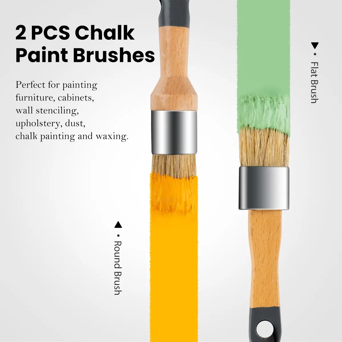 YiBaiBrush Chalk Paint Brush, 2 Pack Wax Brushes with Natural Bristle | Ideal for Chalk & Milk Paint, Furniture & Art - view 5