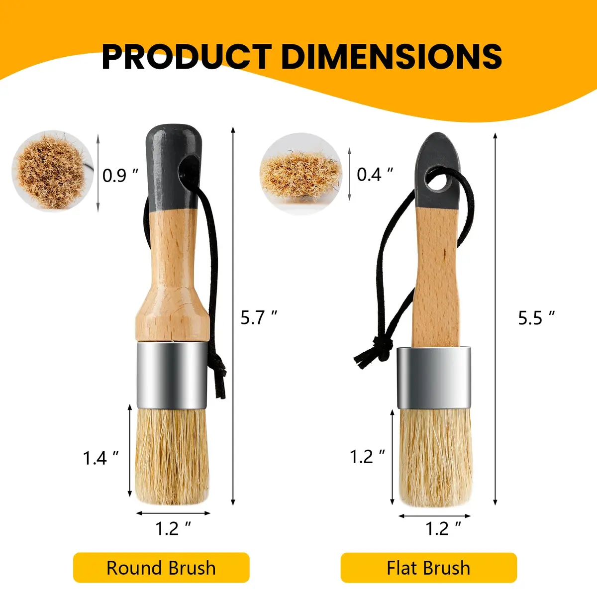 YiBaiBrush Chalk Paint Brush, 2 Pack Wax Brushes with Natural Bristle | Ideal for Chalk & Milk Paint, Furniture & Art - view 7