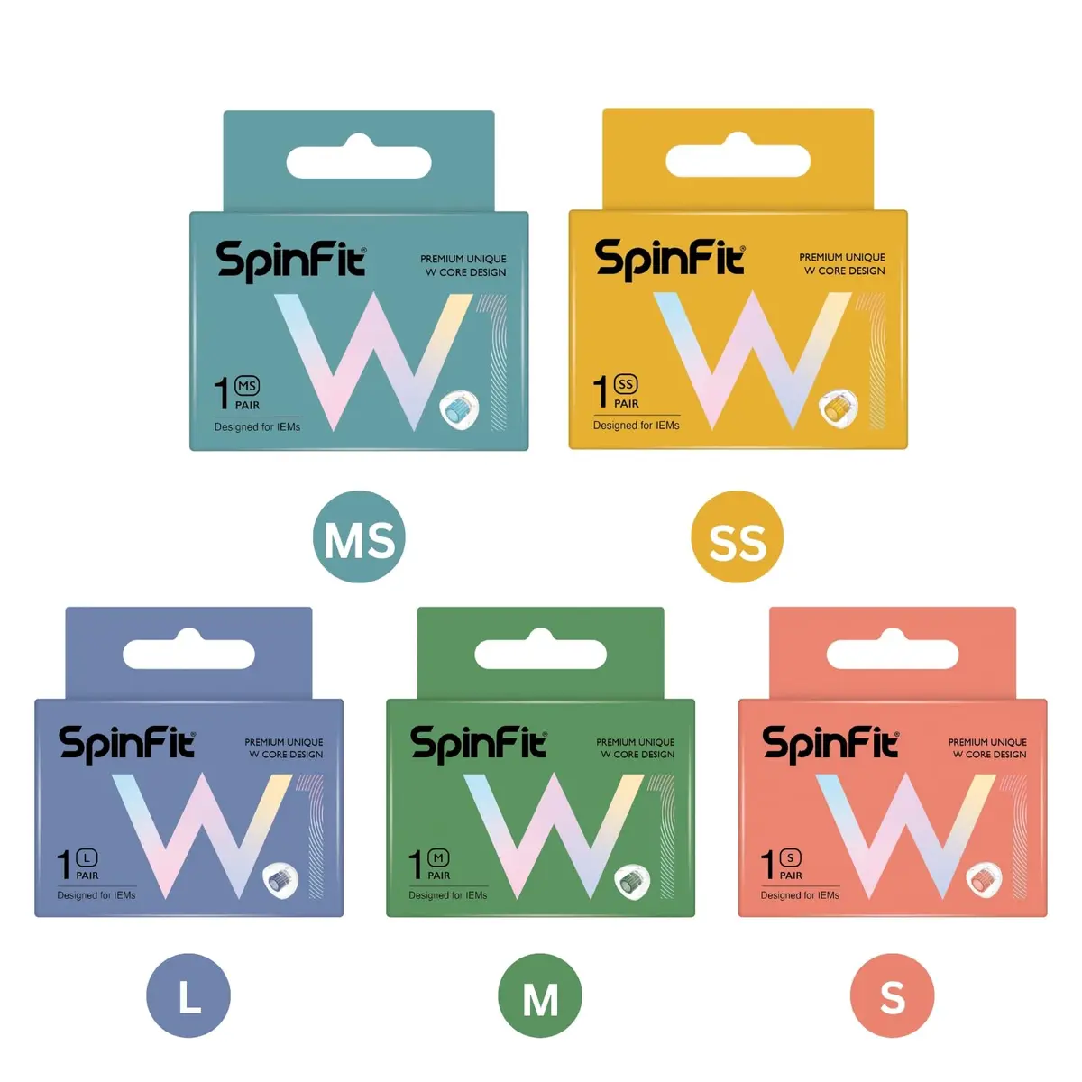 SpinFit W1 for IEM - MS - Medical-Grade Silicone Ear Tips | Double W-Shaped Tube Core Stability - view 2