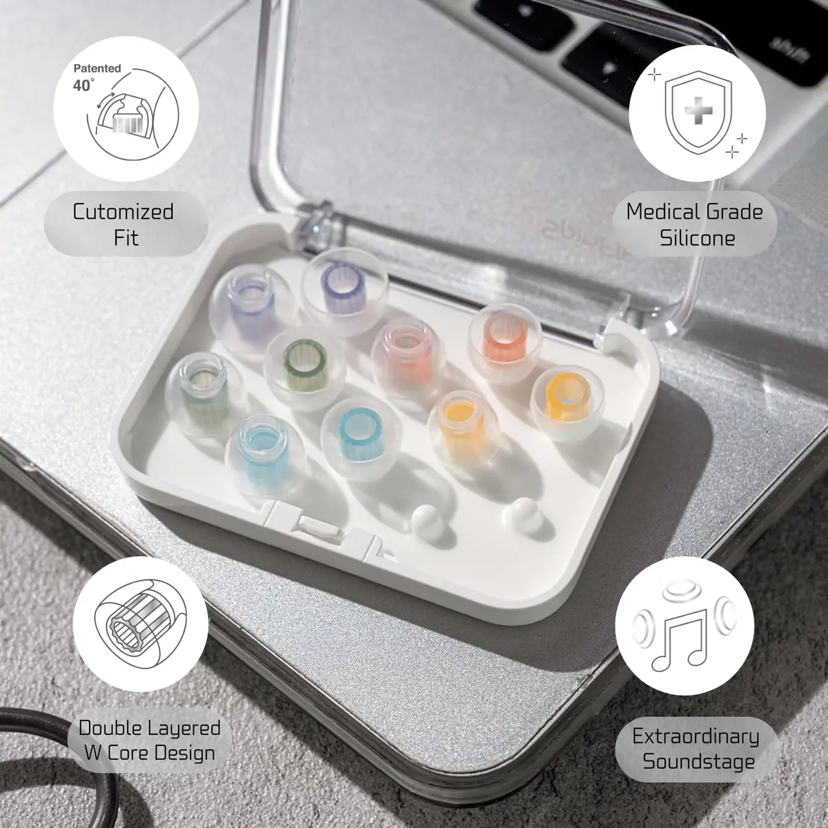 SpinFit W1 for IEM - SS - Patented Medical-Grade Silicone Ear Tips, Double W-Shaped Tube Core, More Stability | Audiophile Upgrade - view 4