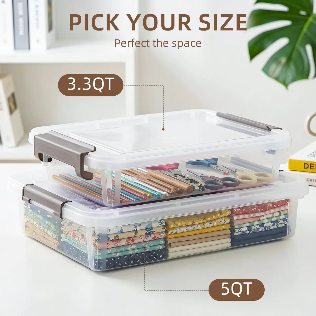 Citylife 5.3 Qt Storage Bins with Lids | Stackable Plastic Organizer for Office & Home - view 8