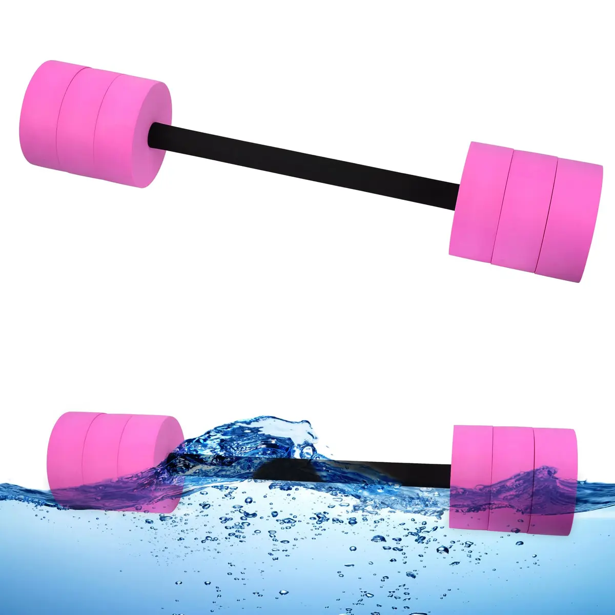 Hikeen Aquatic Exercise Dumbbells Pink Long Barbell | Water Resistance Workout Equipment - main product image