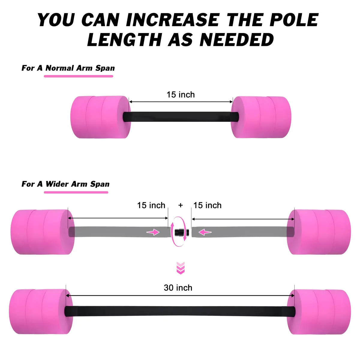 Hikeen Aquatic Exercise Dumbbells Pink Long Barbell | Water Resistance Workout Equipment - view 7