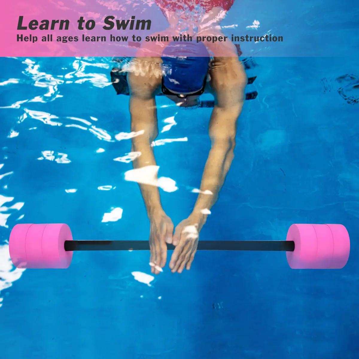 Hikeen Aquatic Exercise Dumbbells Pink Long Barbell | Water Resistance Workout Equipment - view 3