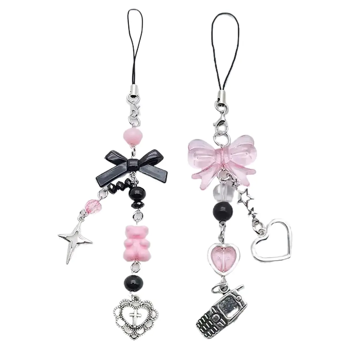 cioatu 1-4PCS Cute Phone Charms Y2K Cell Phone Strap Strawberry Butterfly Star | Elegant Decor for Phone & Bag - main product image