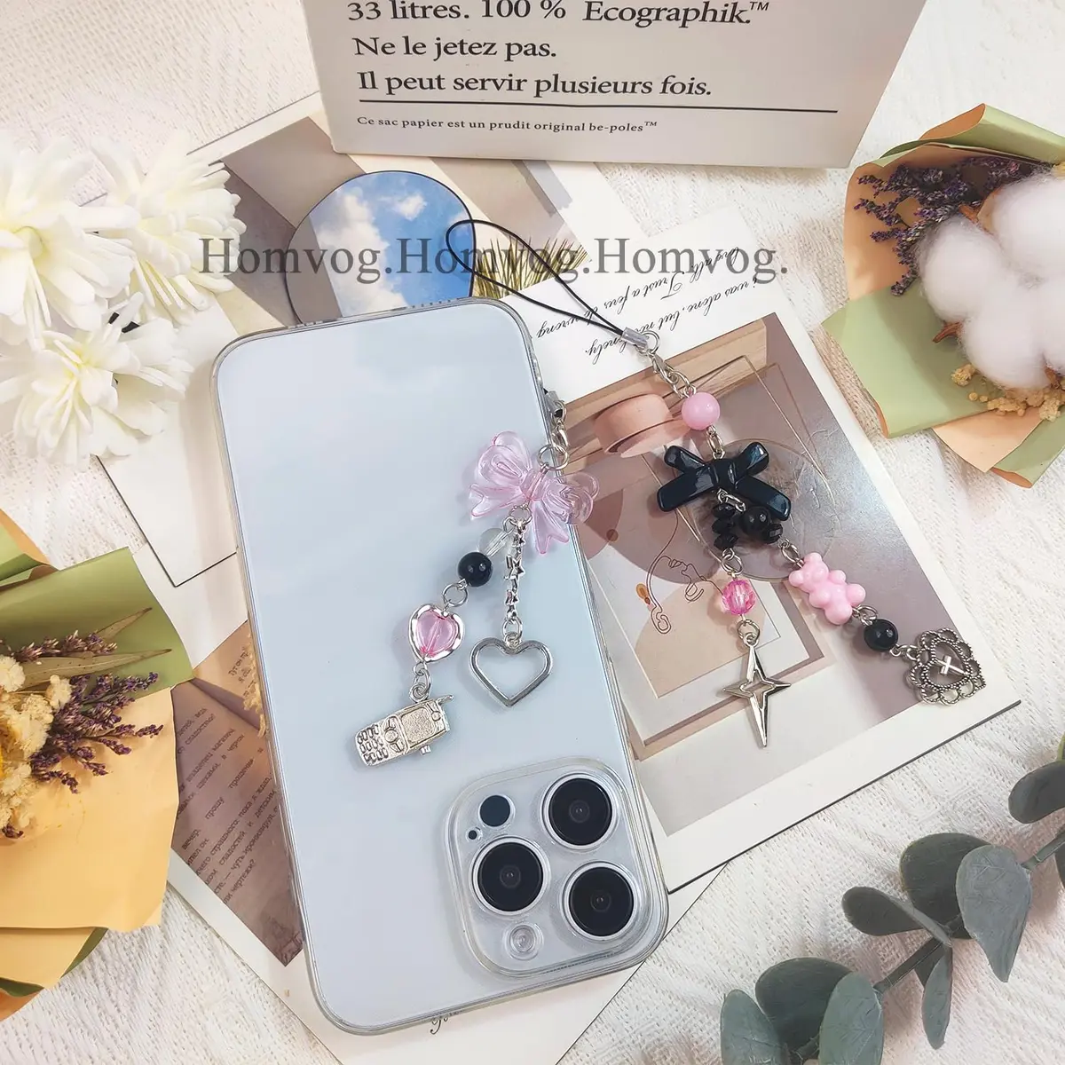 cioatu 1-4PCS Cute Phone Charms Y2K Cell Phone Strap Strawberry Butterfly Star | Elegant Decor for Phone & Bag - view 3